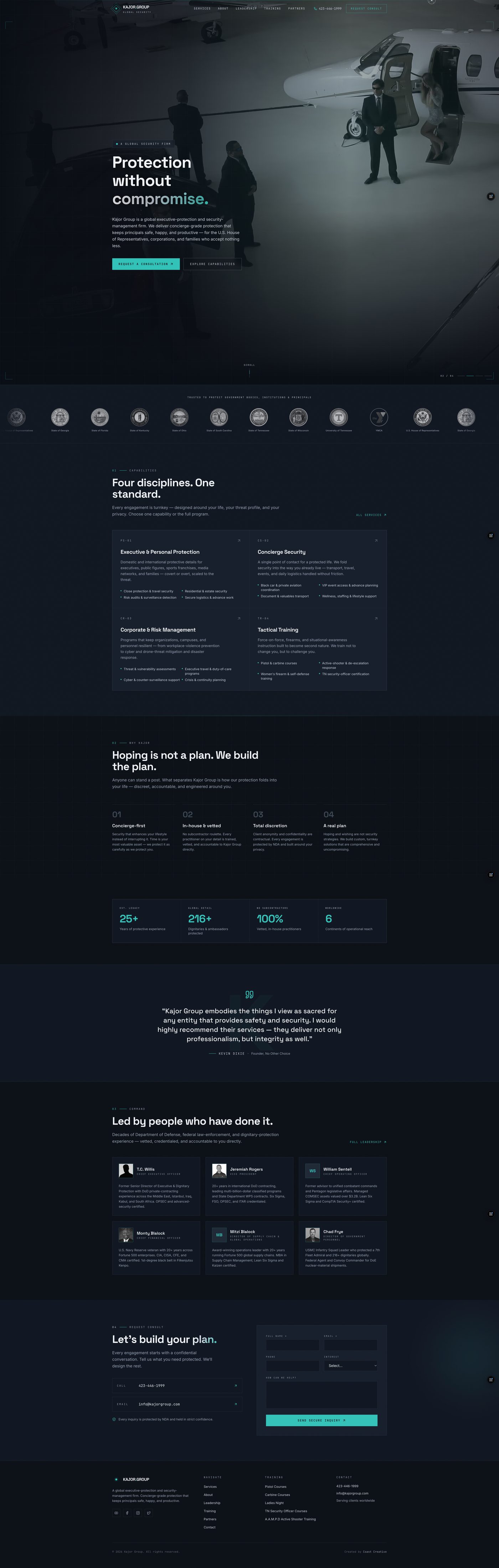 Full-length Kajor Group homepage design