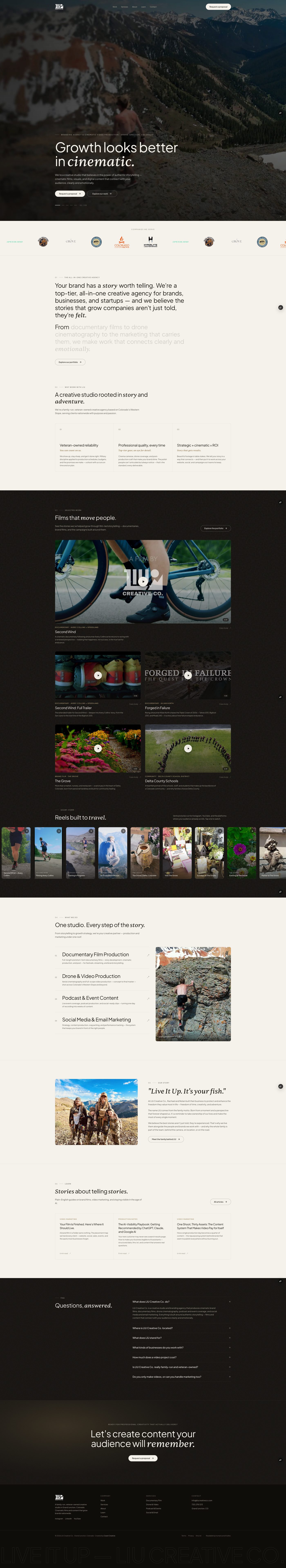 Full-length LIU Creative homepage design